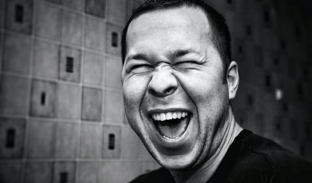Photo of a person laughing