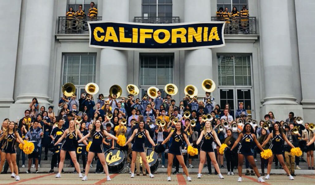 Photo of the Cal Band at a pep rally before a Cal game